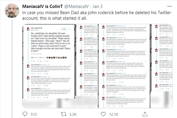 Bean Dad's Twitter Post